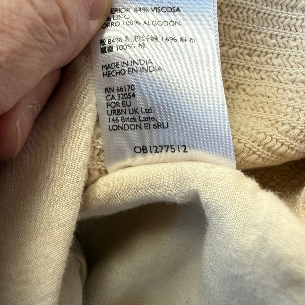 Urban Outfitters Smocked‎ Juliet Sleeve Crop Women's L Cream Square Neck Ruffle - Picture 10 of 12